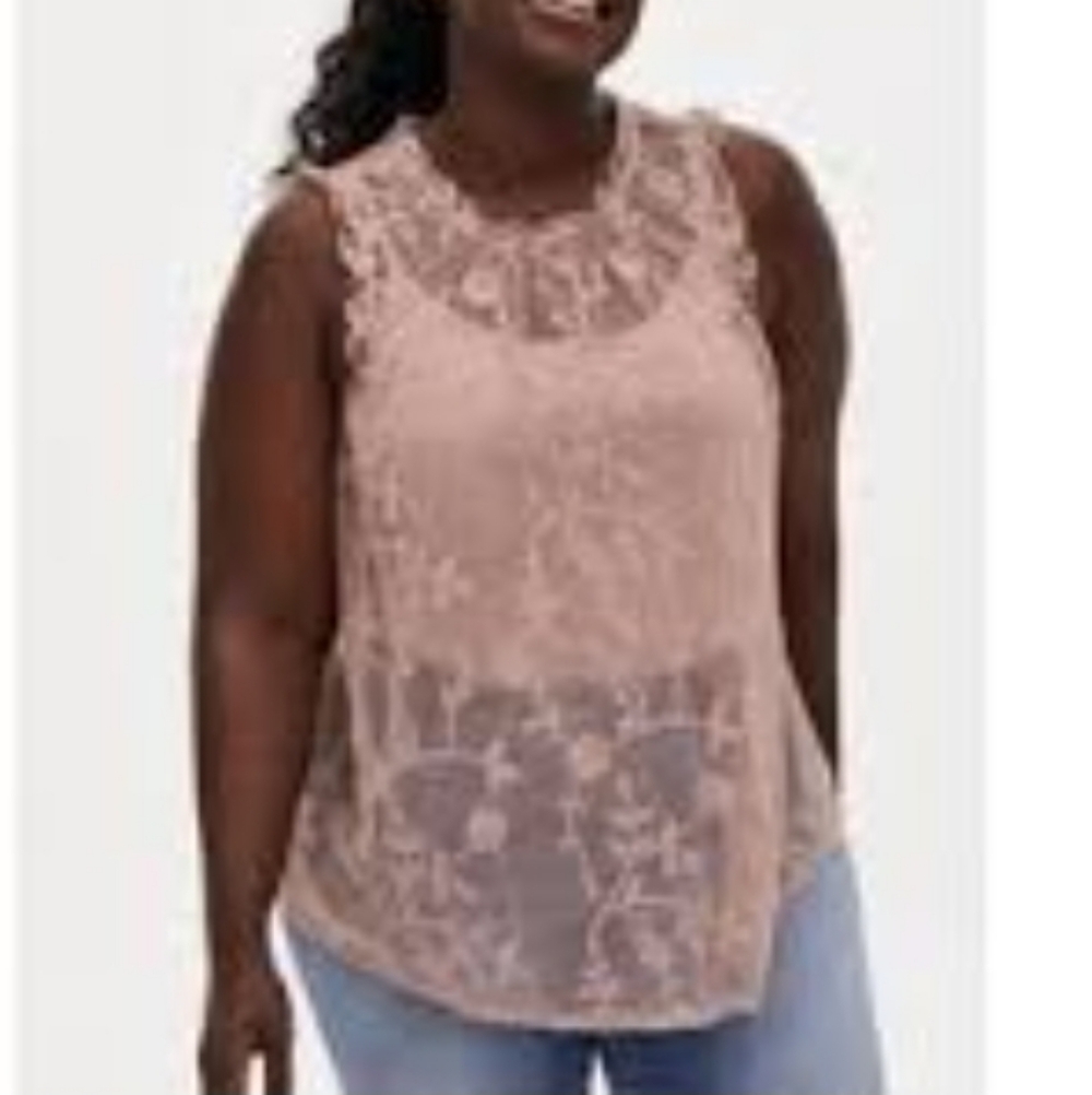 Torrid Sheer Embroidered Top Sz L 00